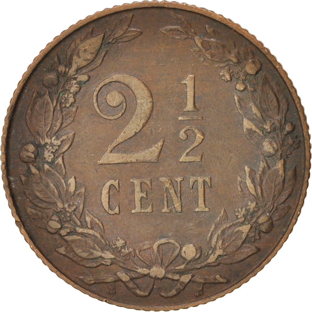 Coin, Netherlands, Wilhelmina I, 2-1/2 Cent, 1906, EF(40-45), Bronze, KM:134