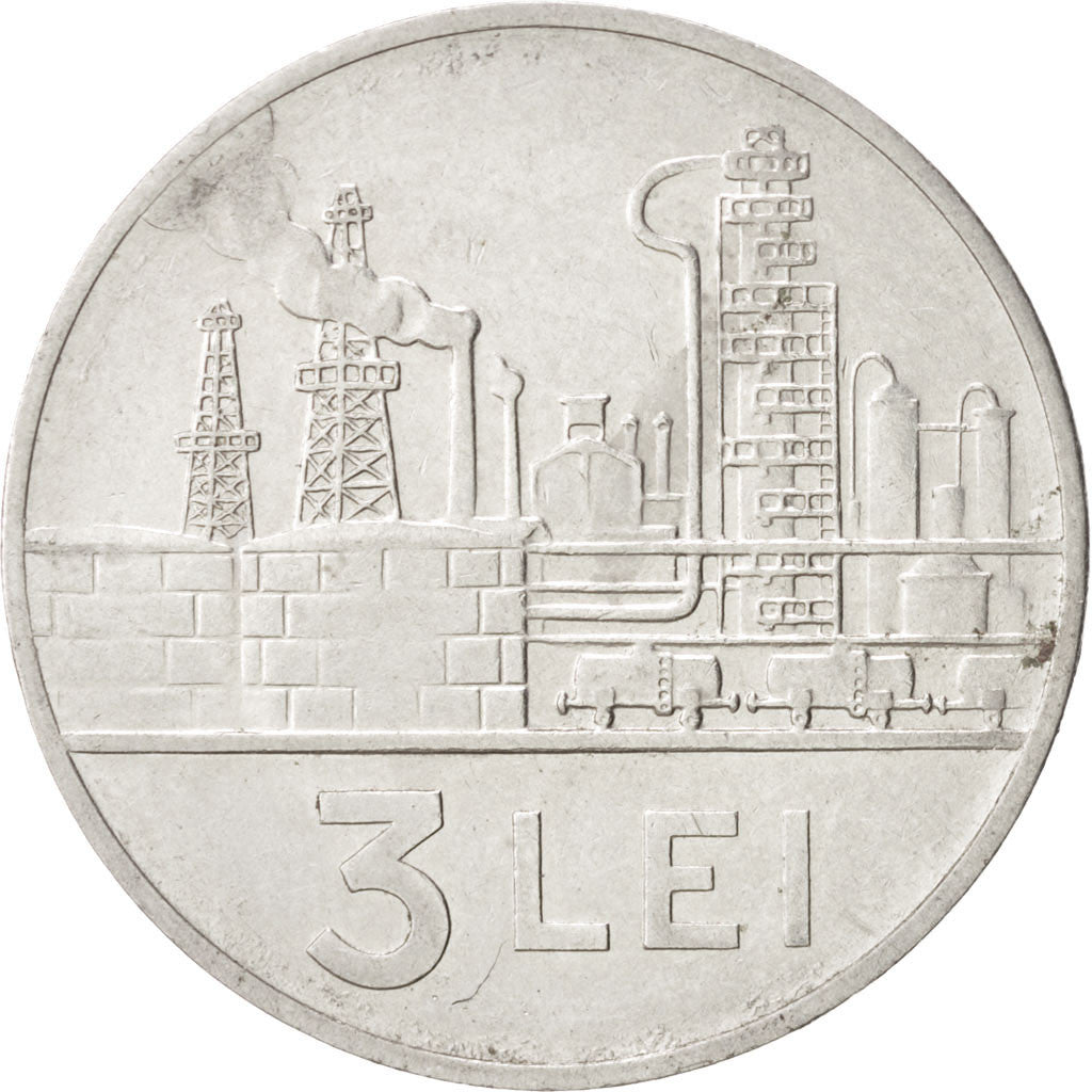 ROMANIA, 3 Lei, 1966, KM #96, EF(40-45), Nickel Clad Steel, 27, 6.16