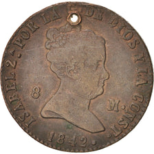 SPAIN, 8 Maravedis, 1842, Segovia, KM #531.3, VF(30-35), Copper, 9.70