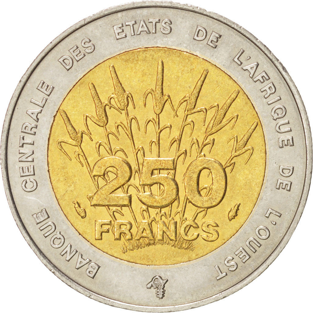 WEST AFRICAN STATES, 250 Francs, 1993, KM #13, MS(60-62), Bi-Metallic, 8.02