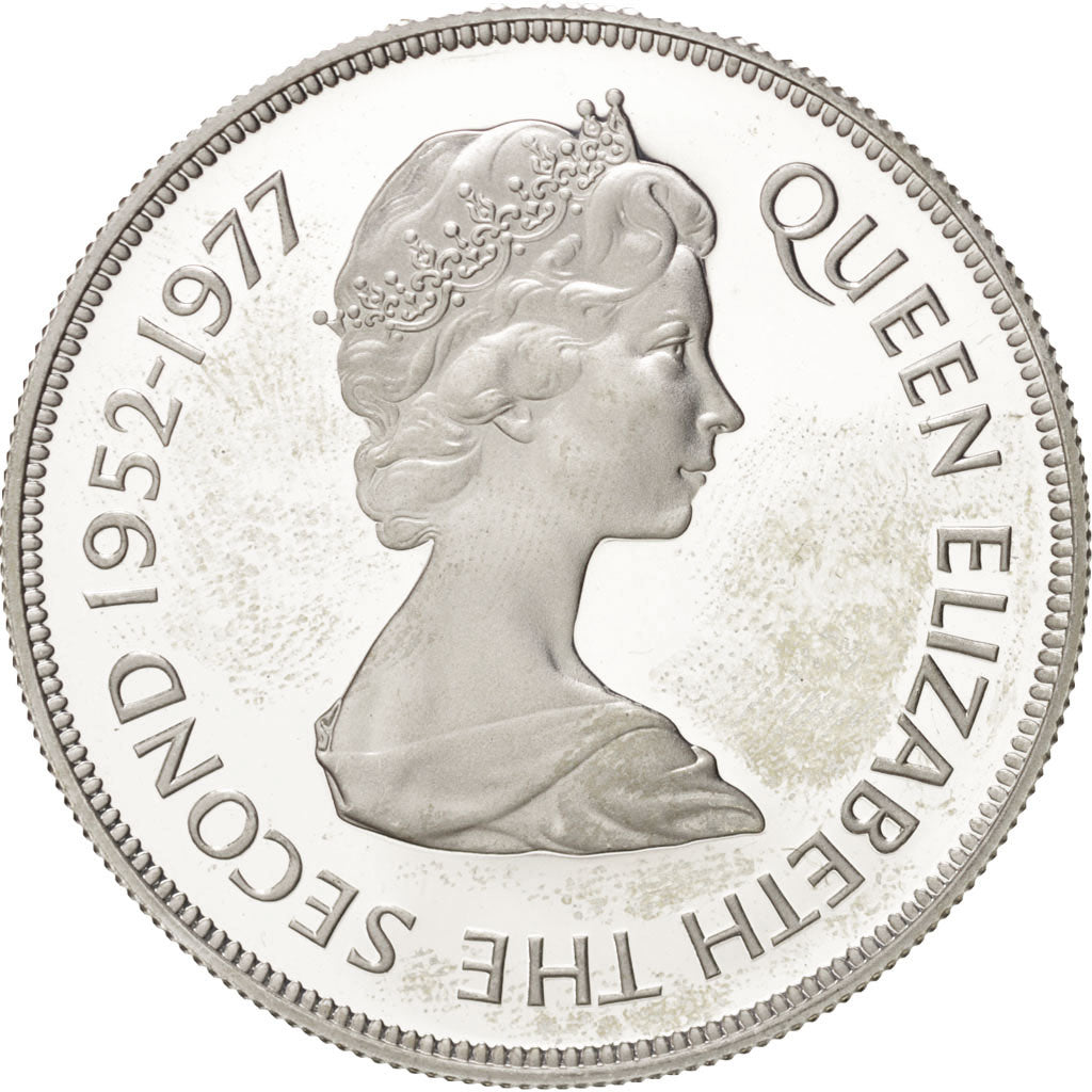 FALKLAND ISLANDS, 50 Pence, 1977, KM #10a, MS(63), Silver, 38.5, 28.10