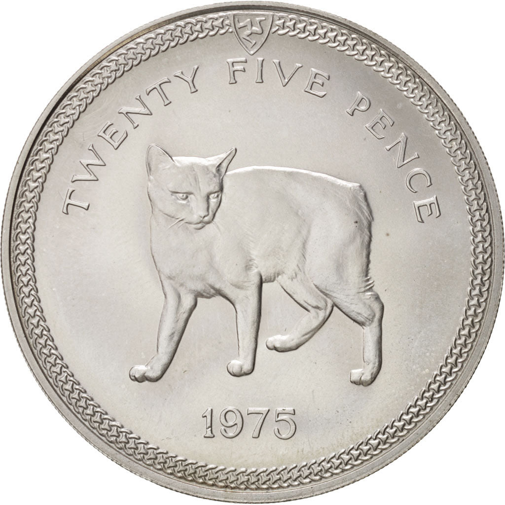 Isola di Man, Elizabeth II, 25 Pence, 1975, SPL, Argento, KM:31a