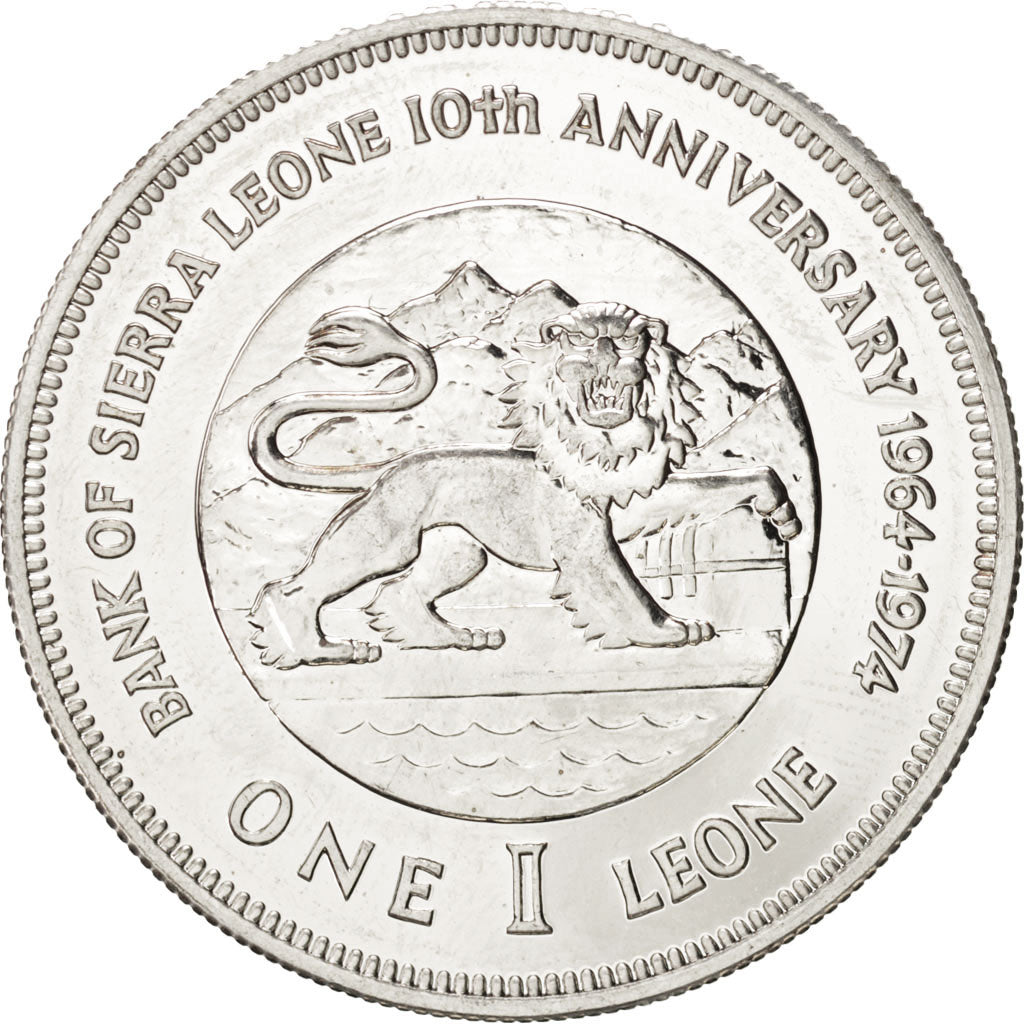 Moneda, Sierra Leona, Leone, 1974, SC, Plata, KM:26a