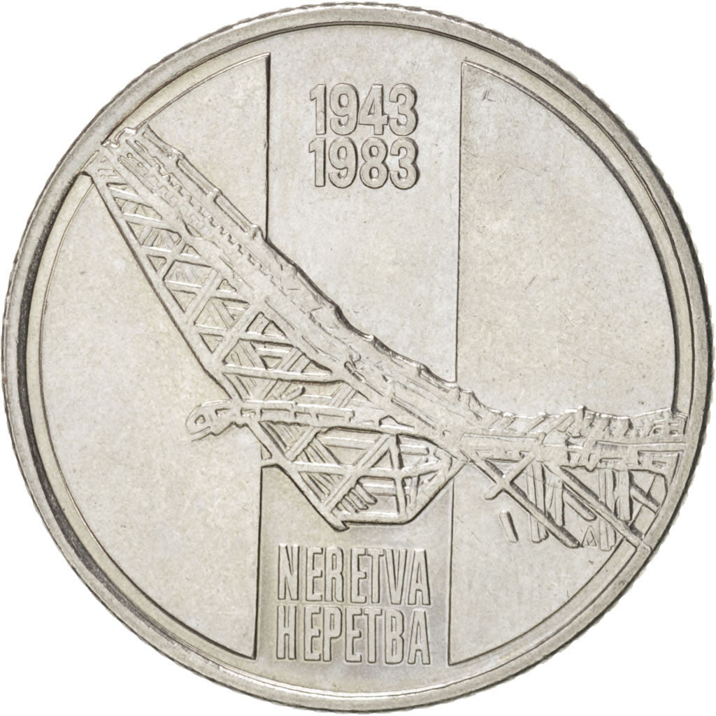 YUGOSLAVIA, 10 Dinara, 1983, KM #96, MS(63), Copper-Nickel, 30, 8.87