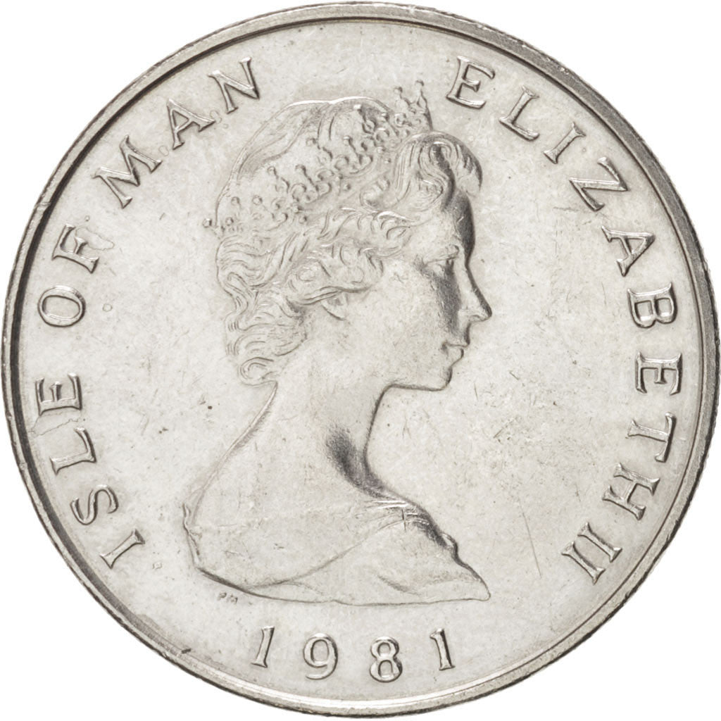 ISLE OF MAN, 10 Pence, 1981, Pobjoy Mint, KM #62, MS(60-62), Copper-Nickel,...