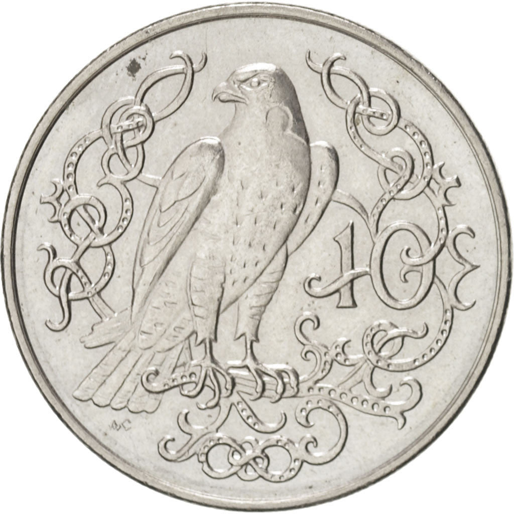 ISLE OF MAN, 10 Pence, 1981, Pobjoy Mint, KM #62, MS(60-62), Copper-Nickel,...
