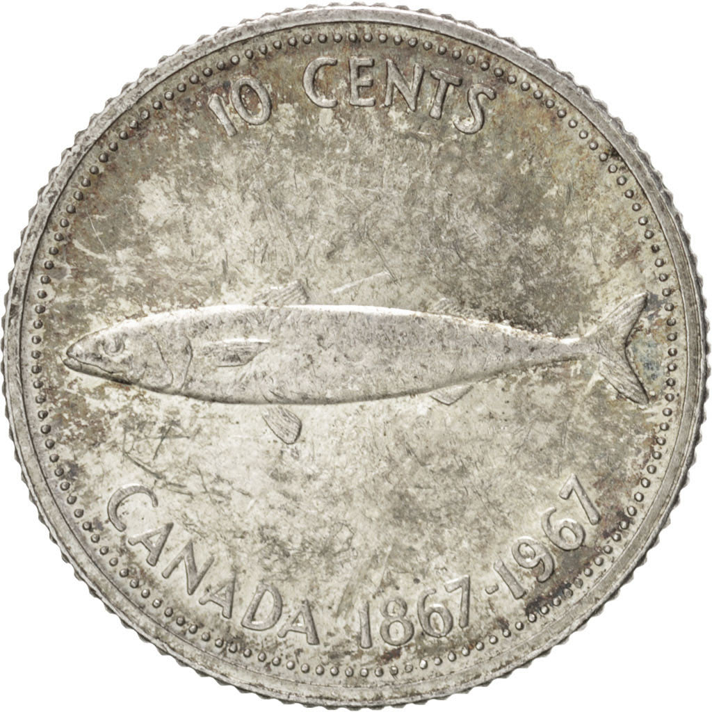 Coin, Canada, Elizabeth II, 10 Cents, 1967, MS(63), Silver, KM:67