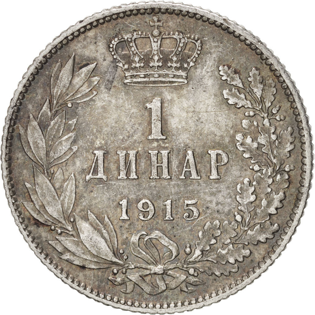Coin, Serbia, Peter I, Dinar, 1915, EF(40-45), Silver, KM:25.3