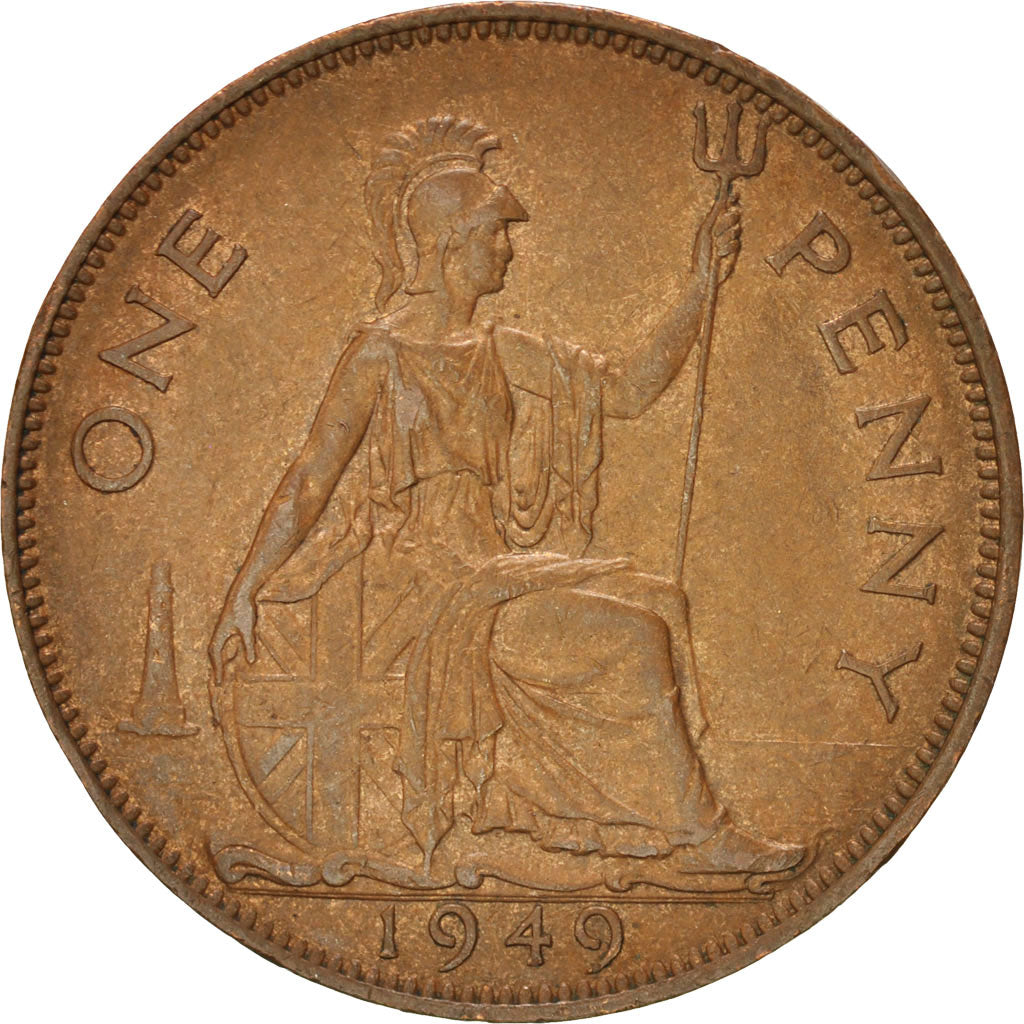 Coin, Great Britain, George VI, Penny, 1949, AU(50-53), Bronze, KM:869
