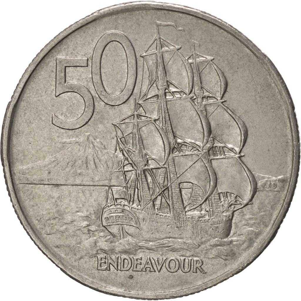 Munten, Nieuw Zeeland, Elizabeth II, 50 Cents, 1975, ZF, Copper-nickel, KM:37.1