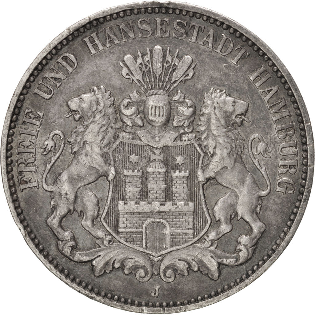 German States, 3 Mark, 1909, KM #620, EF(40-45), Silver, 33, 16.57