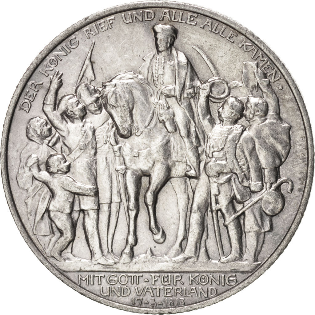 Coin, German States, PRUSSIA, Wilhelm II, 2 Mark, 1913, MS(60-62), Silver