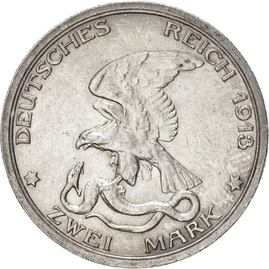 Coin, German States, PRUSSIA, Wilhelm II, 2 Mark, 1913, MS(60-62), Silver
