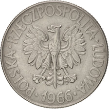 POLAND, 10 Zlotych, 1966, Warsaw, KM #50, AU(50-53), Copper-Nickel, 31, 13.21