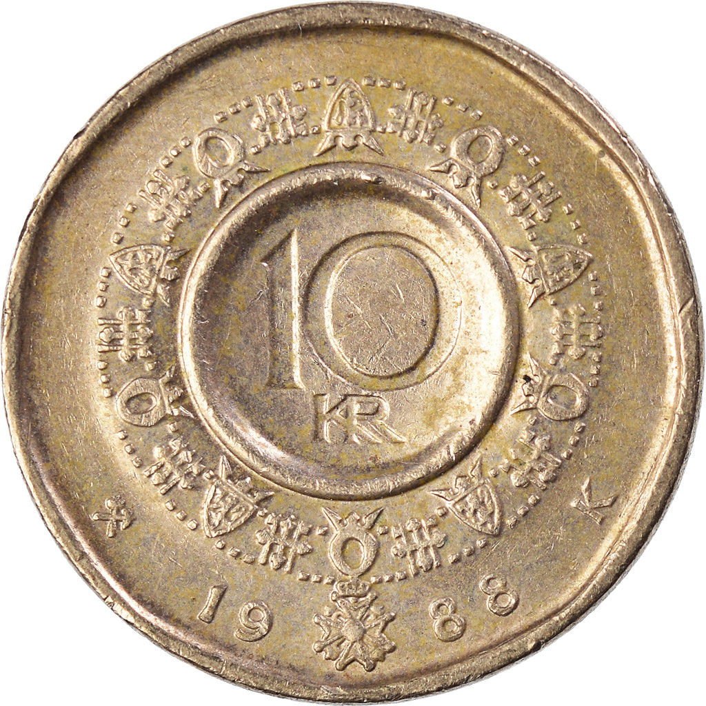 Monnaie, Norvège, 10 Kroner, 1988
