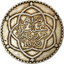 Coin, Morocco, 'Abd al-Hafiz, Rial, 10 Dirhams, 1911, bi-Bariz, Paris