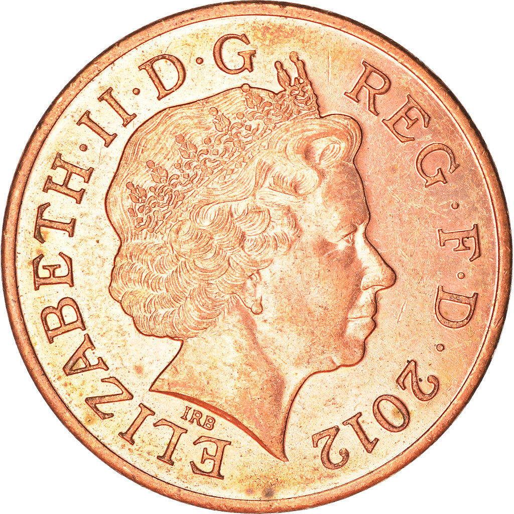 Coin, Great Britain, Elizabeth II, 2 Pence, 2012, EF(40-45), Copper Plated