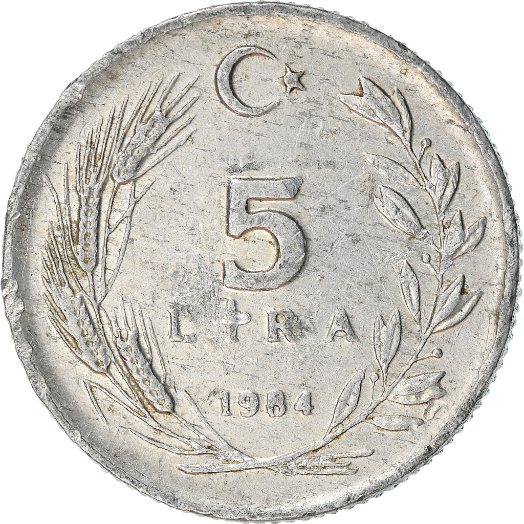 Moneta, Turchia, 5 Lira, 1984, BB, Alluminio, KM:963