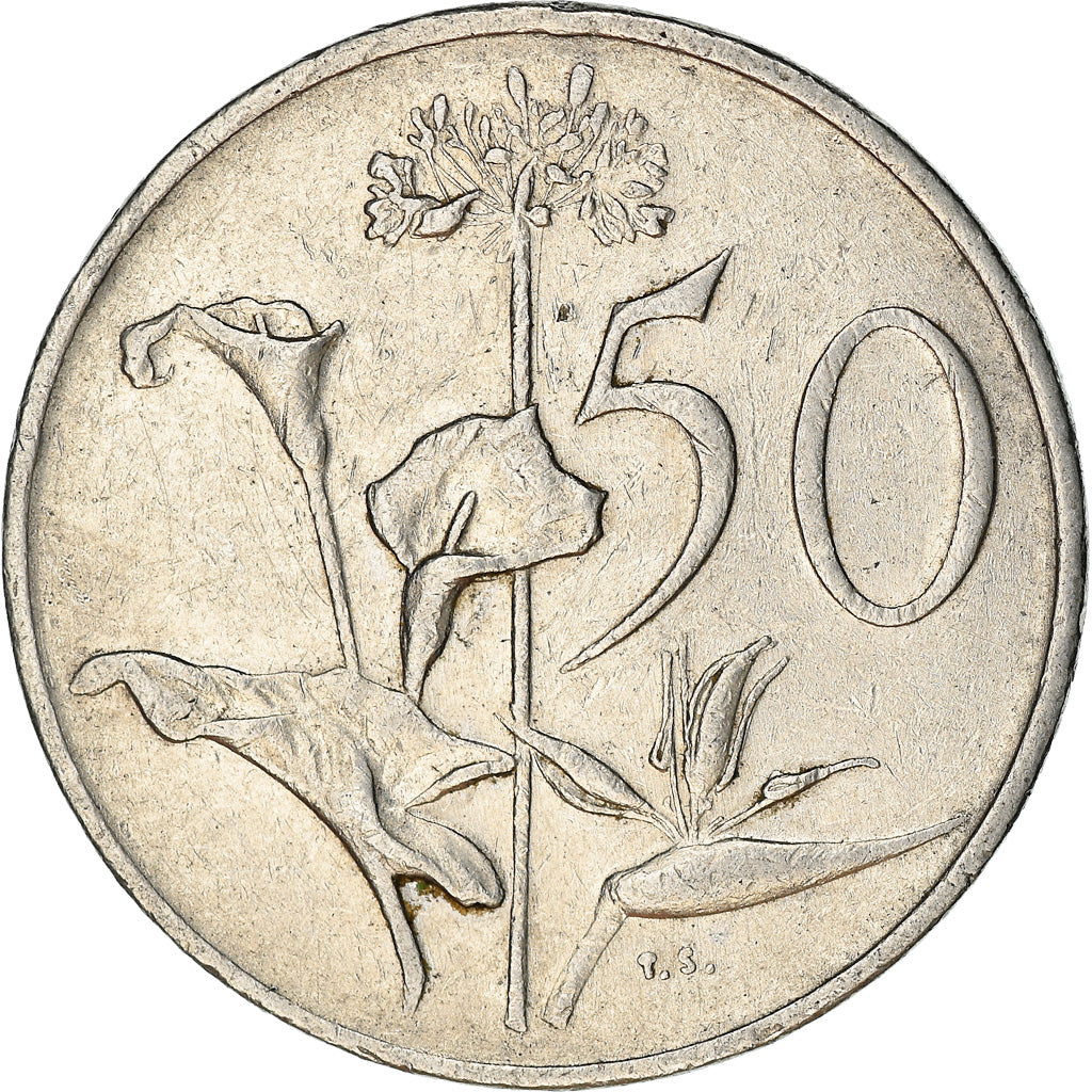 Coin, South Africa, 50 Cents, 1985, EF(40-45), Nickel, KM:87