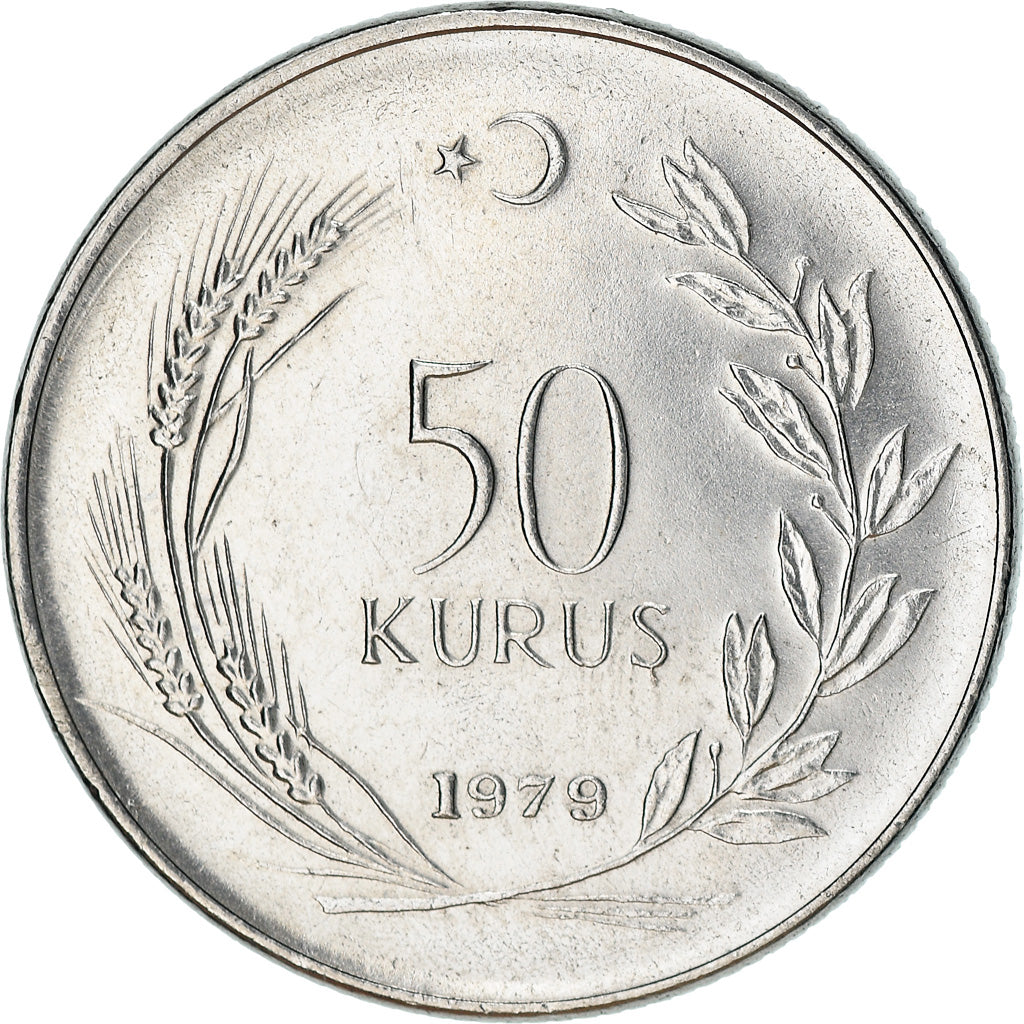 Moneta, Turchia, 50 Kurus, 1979, BB, Acciaio inossidabile, KM:899