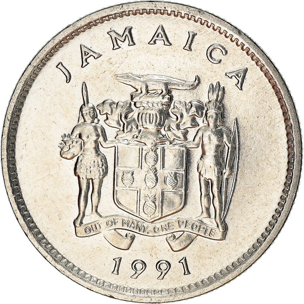 Moeda, Jamaica, Elizabeth II, 5 Cents, 1991, EF(40-45), Aço Niquelado, KM:46a