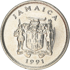 Moeda, Jamaica, Elizabeth II, 5 Cents, 1991, EF(40-45), Aço Niquelado, KM:46a