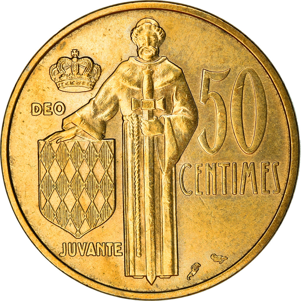 Coin, Monaco, Rainier III, 50 Centimes, 1962, EF(40-45), Aluminum-Bronze