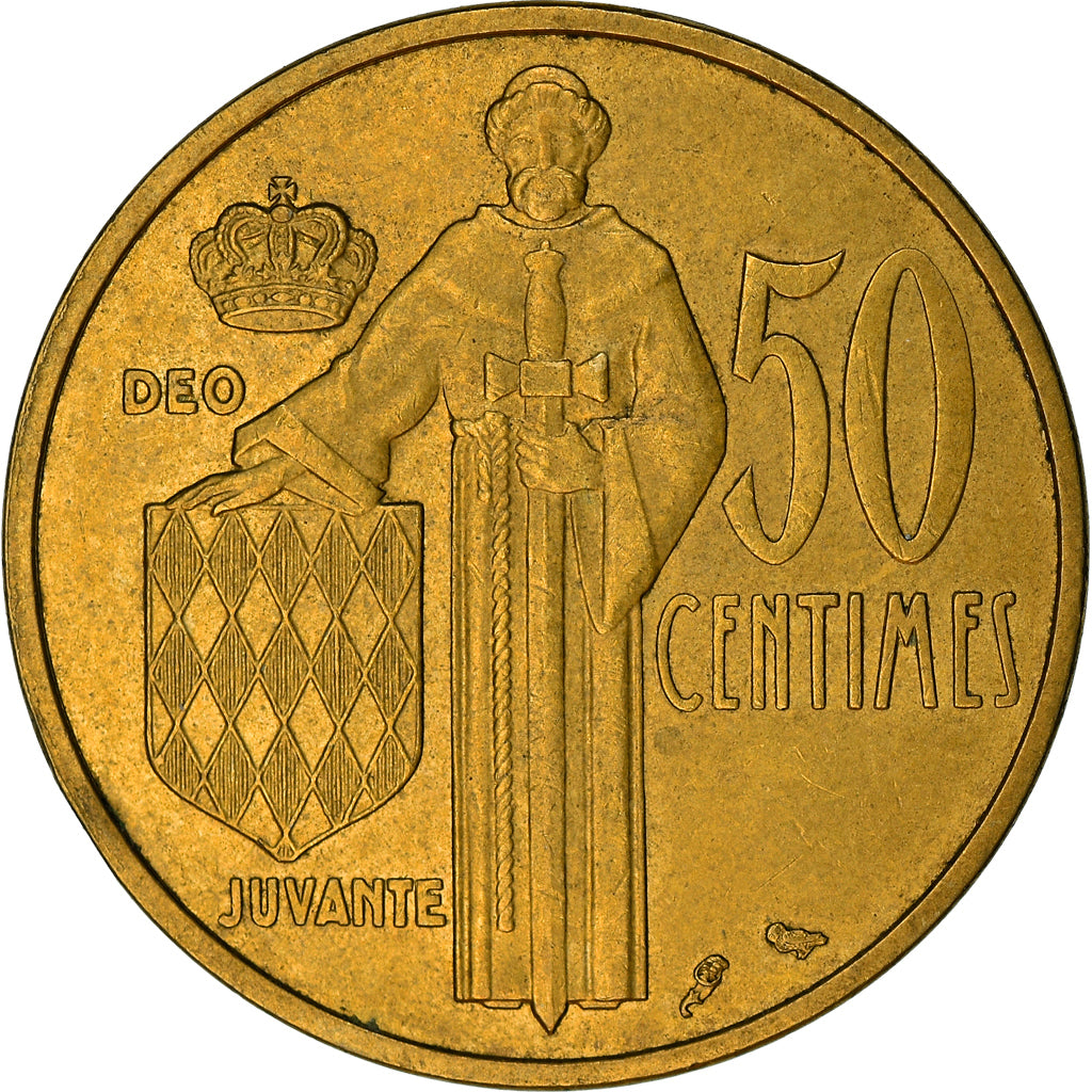Coin, Monaco, Rainier III, 50 Centimes, 1962, EF(40-45), Aluminum-Bronze