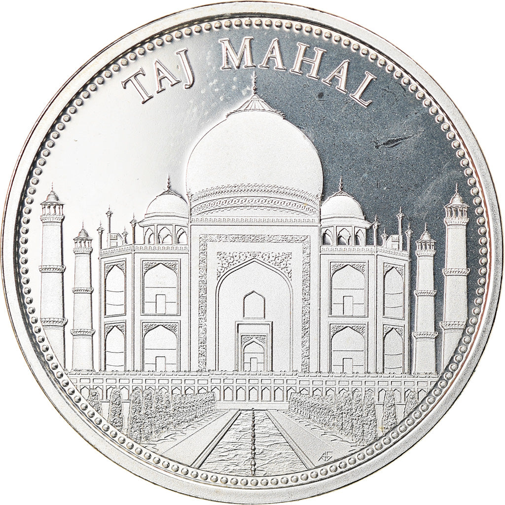 Francia, medaglia, Merveilles du monde, Taj Mahal, Arts & Culture, FDC, Argento