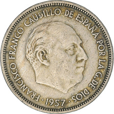 Moeda, Espanha, Caudillo and regent, 25 Pesetas, 1961, EF(40-45), Cobre-níquel