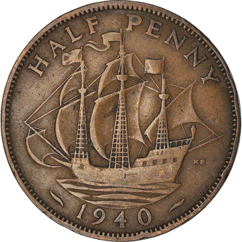 Monnaie, Grande-Bretagne, George VI, 1/2 Penny, 1940, TB+, Bronze, KM:844