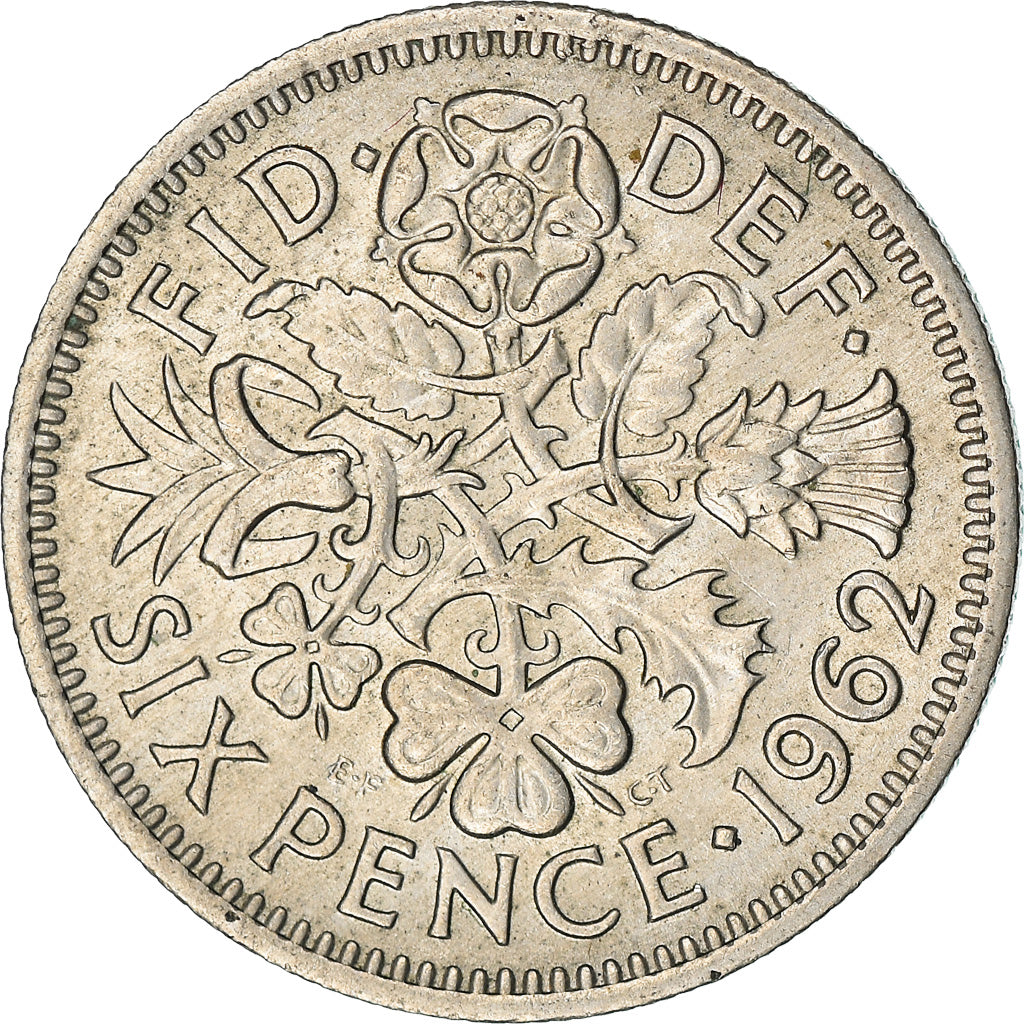Moneta, Wielka Brytania, Elizabeth II, 6 Pence, 1962, AU(50-53), Miedź-Nikiel