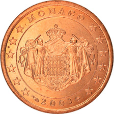Monaco, 5 Euro Cent, 2001, Paris, SPL, Acciaio placcato rame, KM:169