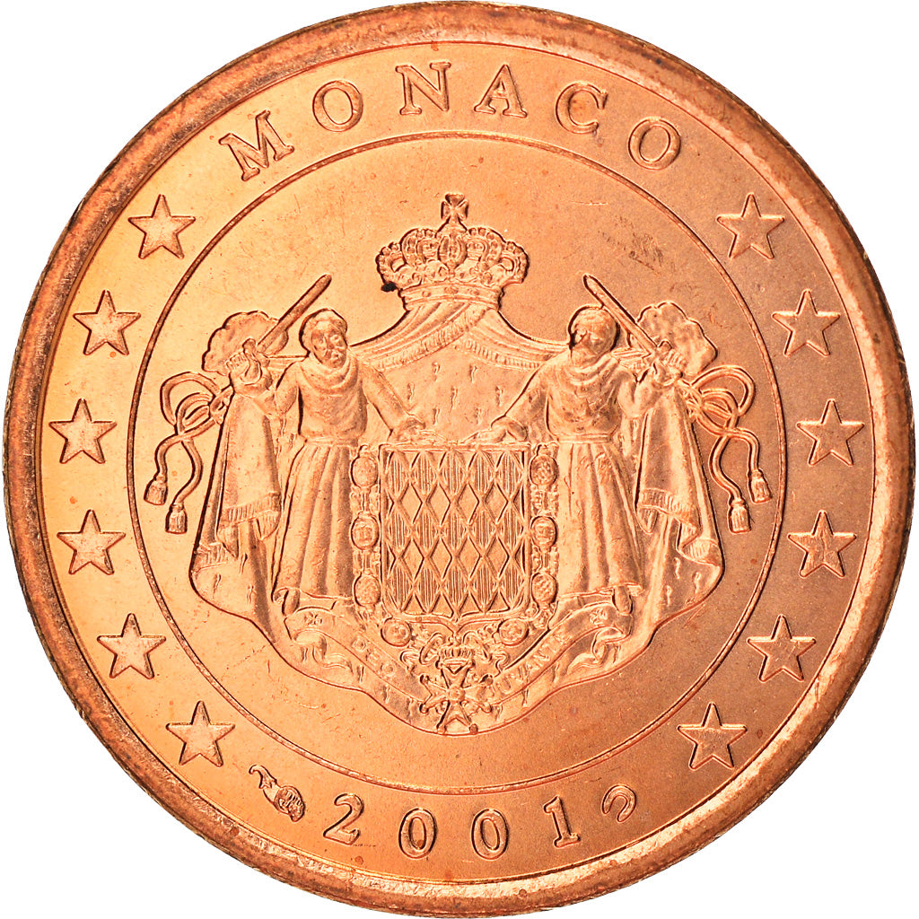 Monaco, 5 Euro Cent, 2001, Paris, UNZ, Copper Plated Steel, KM:169