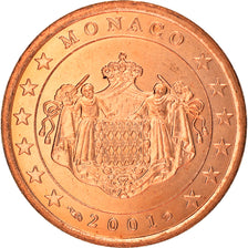 Monaco, 5 Euro Cent, 2001, Paris, UNZ, Copper Plated Steel, KM:169