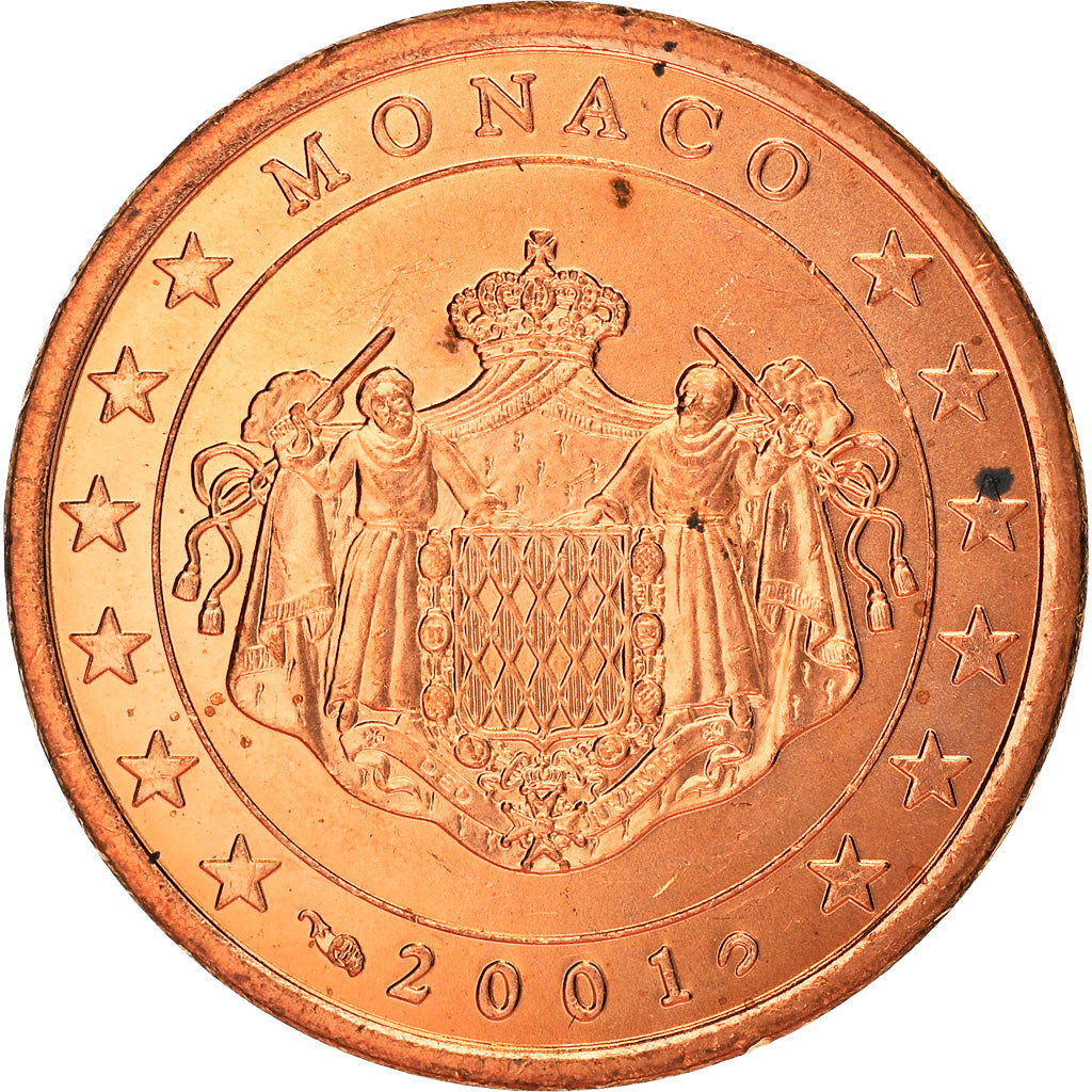 Monaco, 5 Euro Cent, 2001, Paris, UNZ, Copper Plated Steel, KM:169