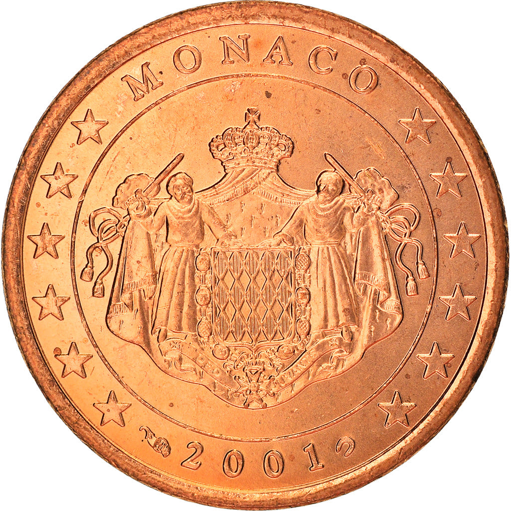 Monaco, 5 Euro Cent, 2001, Paris, SPL, Acciaio placcato rame, KM:169