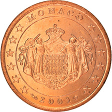 Monaco, 5 Euro Cent, 2001, Paris, SPL, Acciaio placcato rame, KM:169