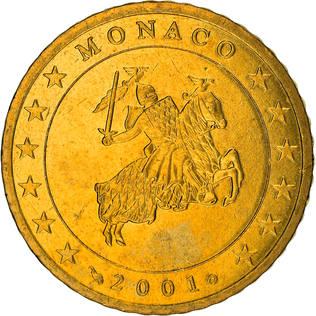 Monaco, 50 Euro Cent, 2001, Paris, UNZ, Messing, KM:172