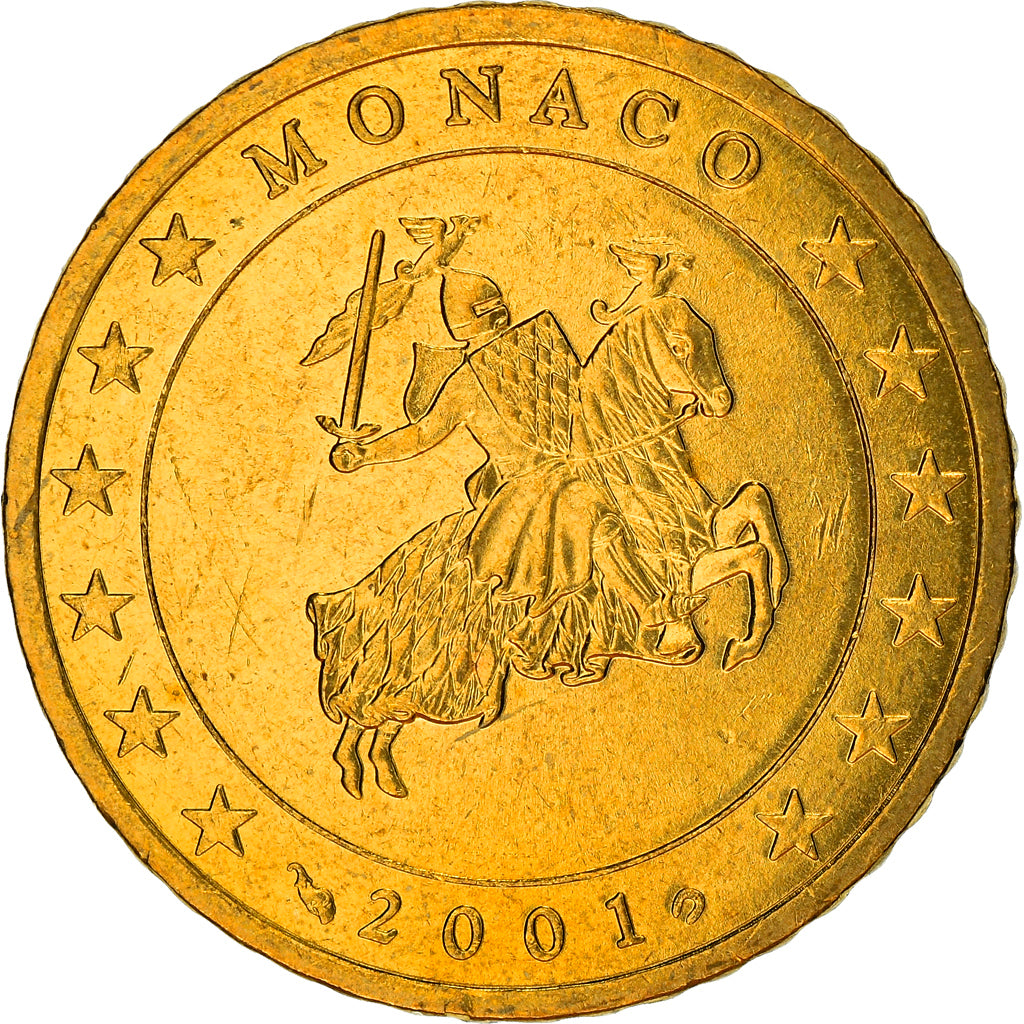 Monaco, 50 Euro Cent, 2001, Paris, MS(63), Mosiądz, KM:172