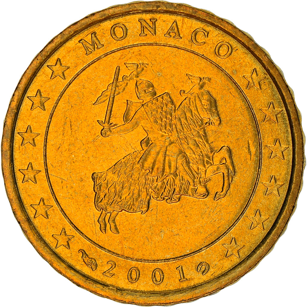 Monaco, 10 Euro Cent, 2001, Paris, MS(63), Brass, KM:170