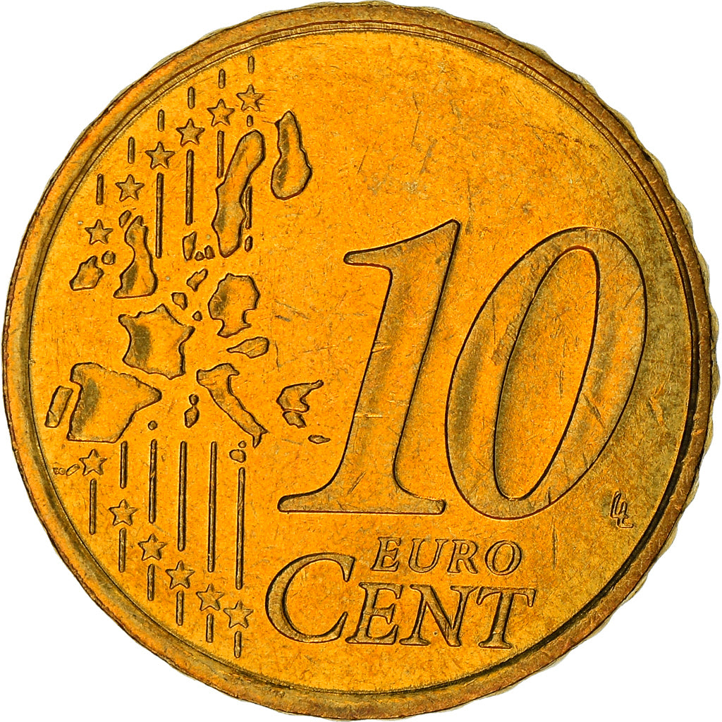 Monaco, 10 Euro Cent, 2001, Paris, MS(63), Brass, KM:170