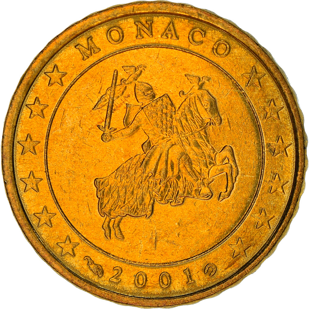 Monaco, 10 Euro Cent, 2001, Paris, UNZ, Messing, KM:170