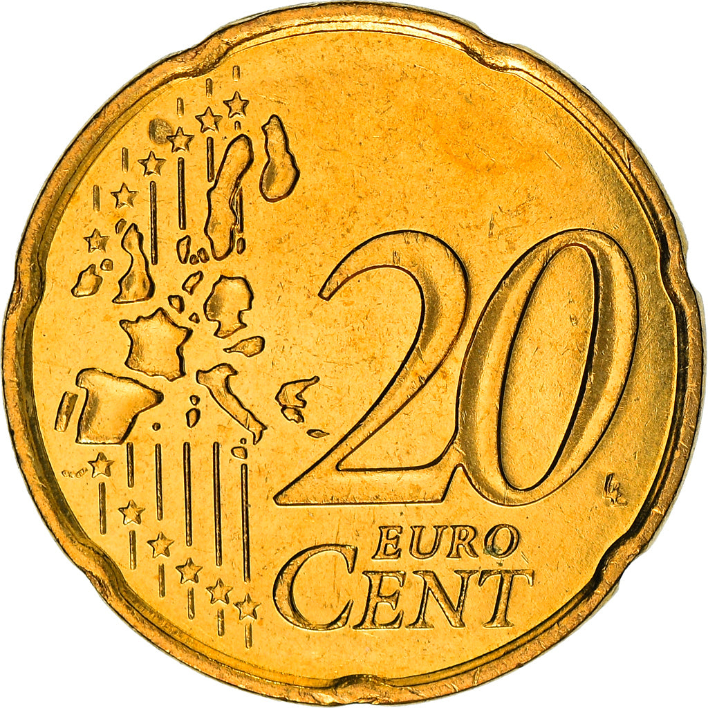 Monaco, 20 Euro Cent, 2001, Paris, MS(63), Brass, KM:171