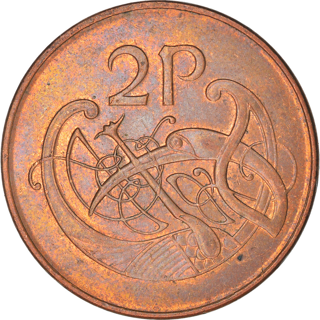 Moneda, REPÚBLICA DE IRLANDA, 2 Pence, 1990, MBC, Cobre chapado en acero