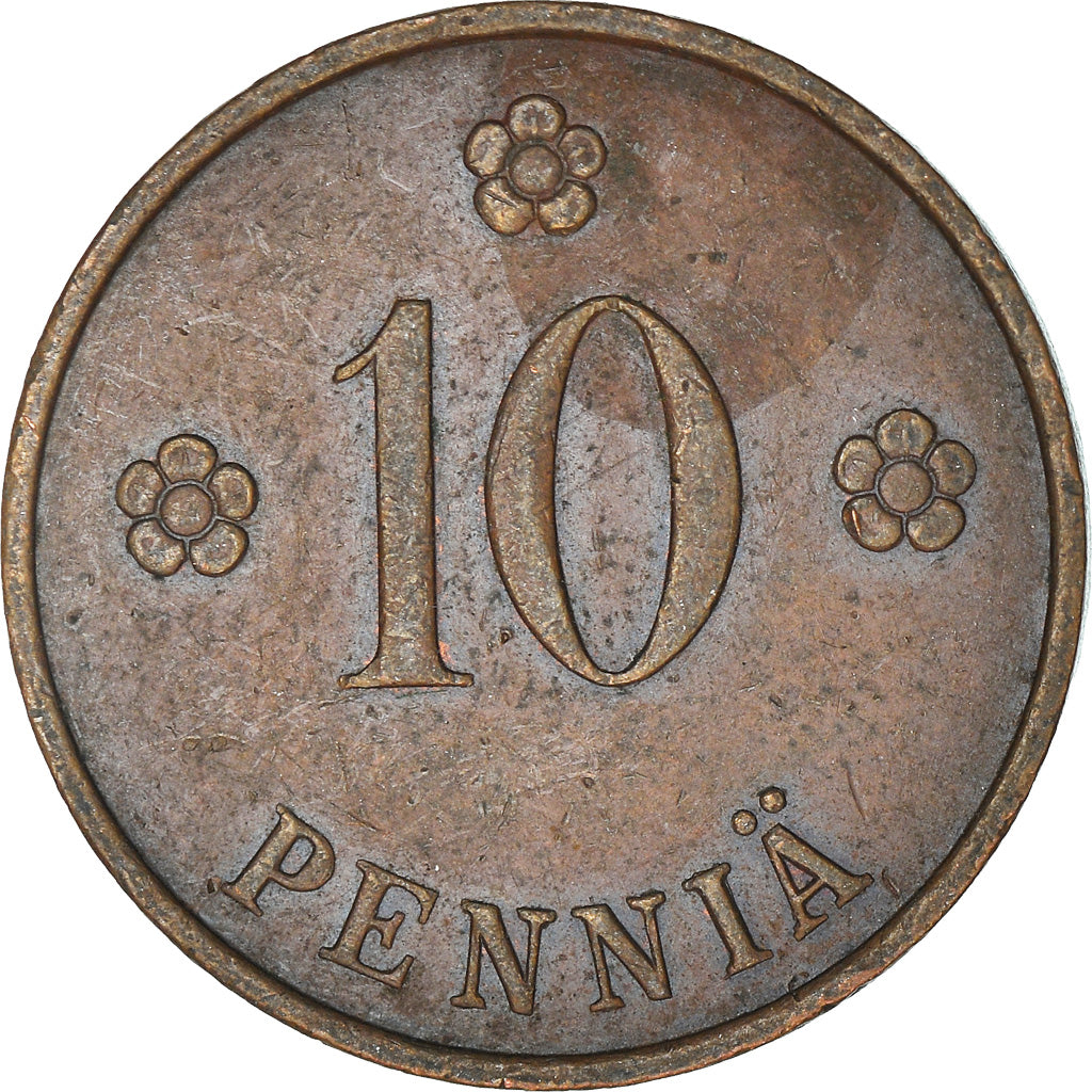 Moneta, Finlandia, 10 Pennia, 1937, BB, Rame, KM:24