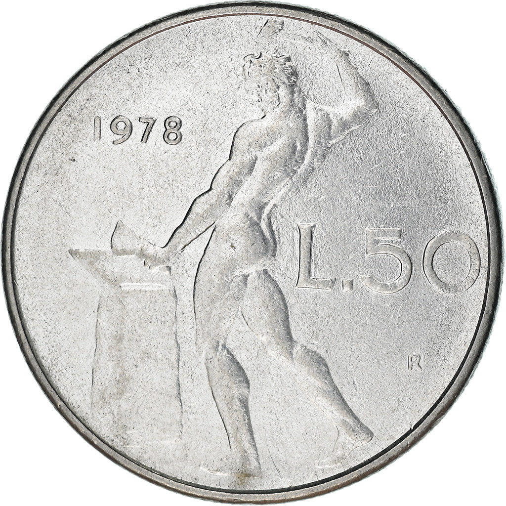 Coin, Italy, 50 Lire, 1978, Rome, EF(40-45), Stainless Steel, KM:95.1