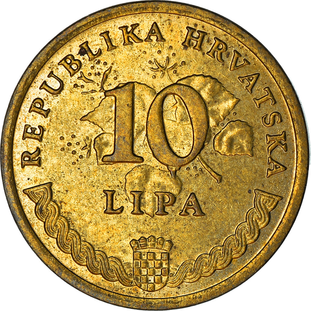 Moneta, Croazia, 10 Lipa, 1993, BB, Acciaio placcato ottone, KM:6