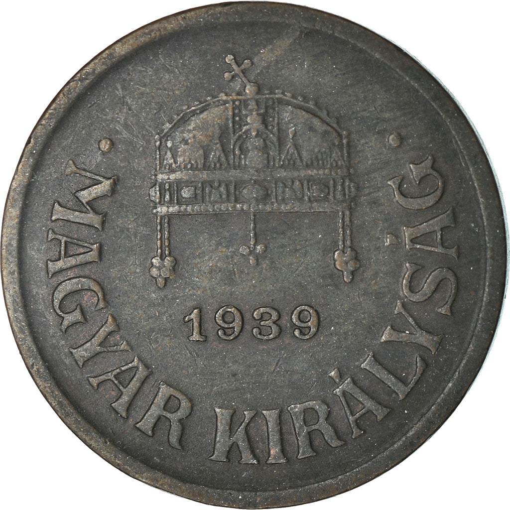 Moneta, Ungheria, 2 Filler, 1939, Budapest, BB, Bronzo, KM:506