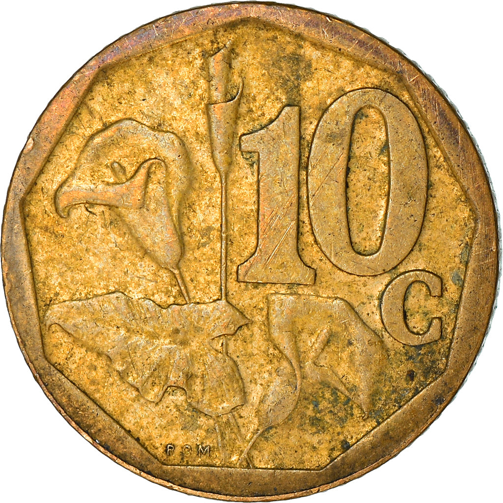 Moeda, África do Sul, 10 Cents, 2009, Pretoria, EF(40-45), Aço Cromado a